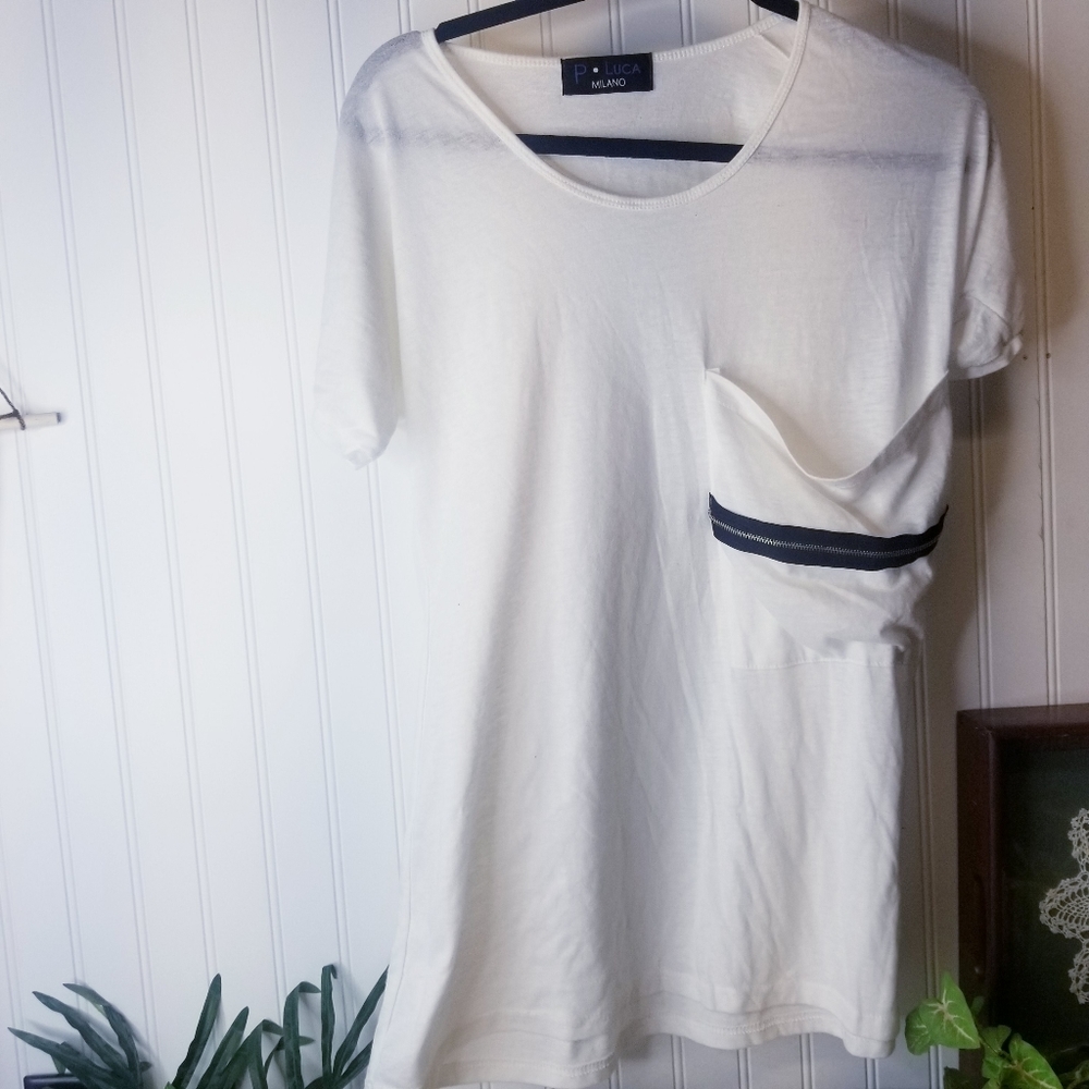 P LUCA Milano Zip Pocket T-shirt Size Large